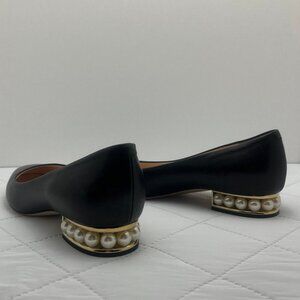 Nicholas Kirkwood Leather Black Flats with Pearl Detail